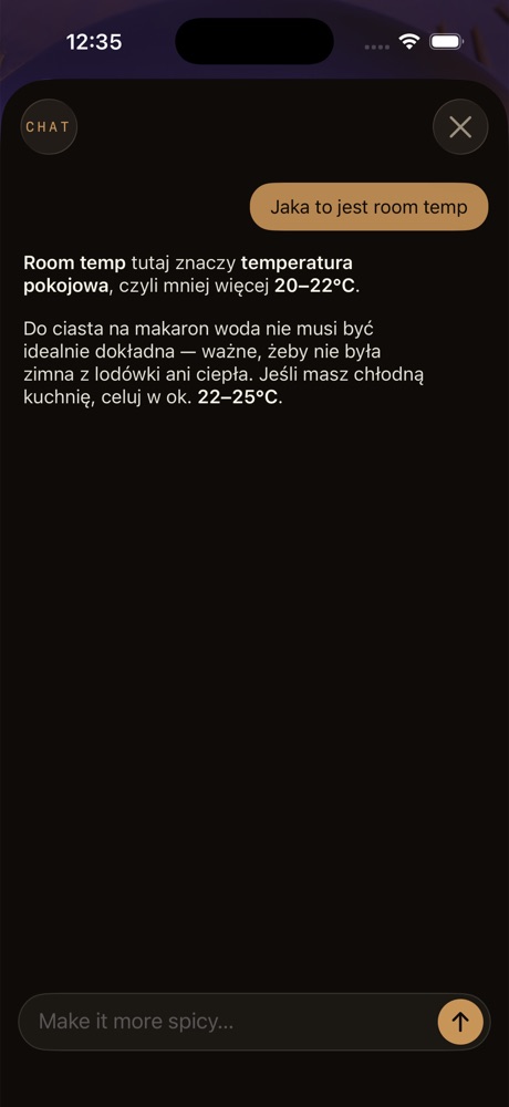 Recipe chat on iPhone